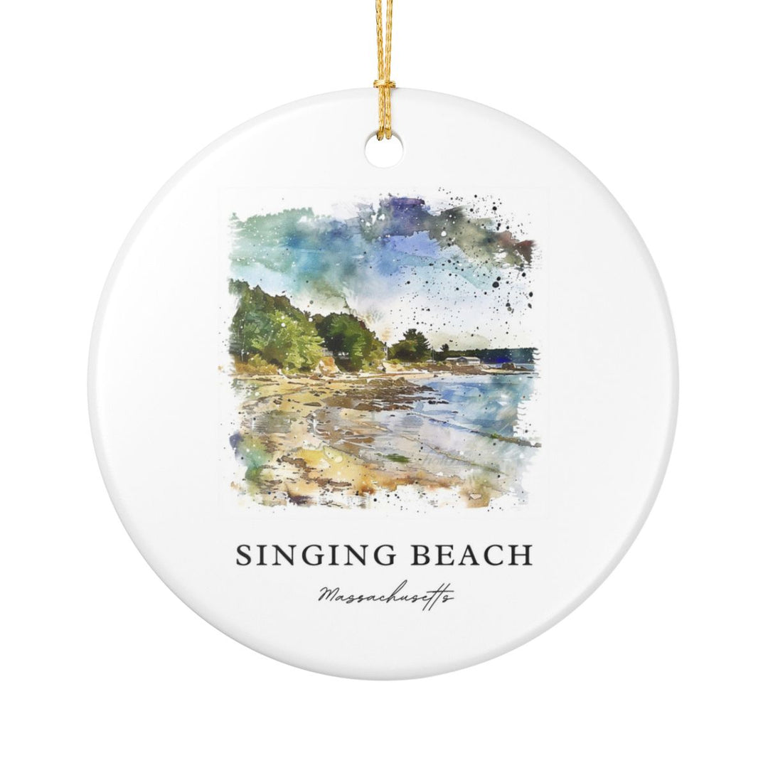 Singing Beach Massachusetts USA Ornament: Unique Singing Beach Souvenir, Singing Beach Massachusetts Xmas Decor, and Authentic Singing Beach Gift