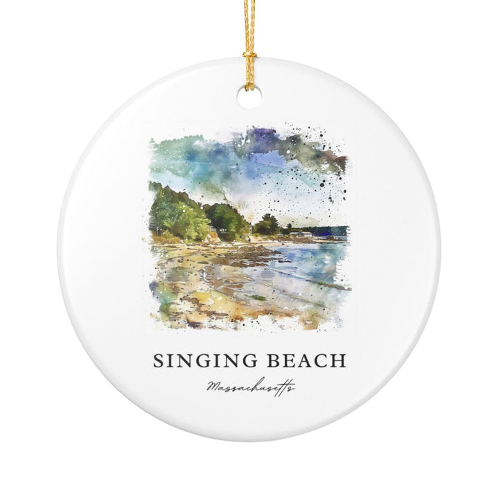 Singing Beach Massachusetts USA Ornament: Unique Singing Beach Souvenir, Singing Beach Massachusetts Xmas Decor, and Authentic Singing Beach Gift
