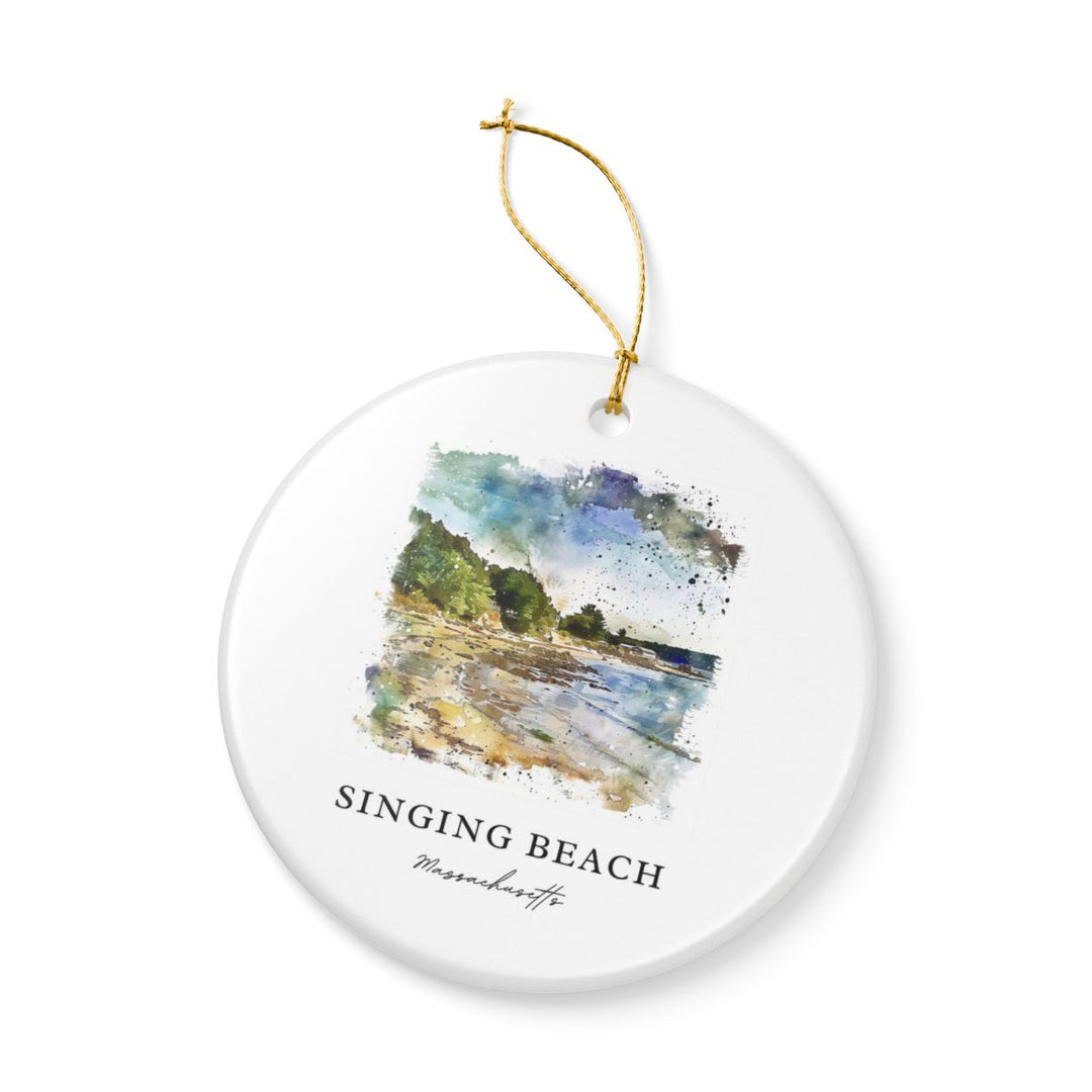 Singing Beach Massachusetts USA Ornament: Unique Singing Beach Souvenir, Singing Beach Massachusetts Xmas Decor, and Authentic Singing Beach Gift