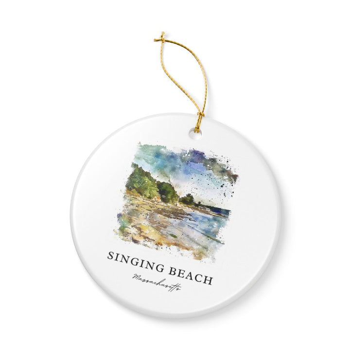 Singing Beach Massachusetts USA Ornament: Unique Singing Beach Souvenir, Singing Beach Massachusetts Xmas Decor, and Authentic Singing Beach Gift