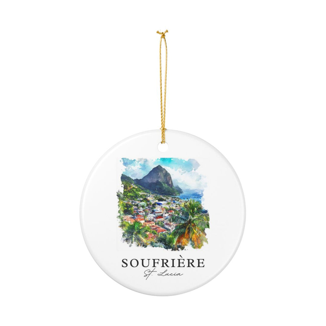 Soufriere Saint Lucia Ornament: Unique Soufriere Saint Lucia Souvenir, Soufriere Saint Lucia Xmas Decor, and Authentic Soufriere Saint Lucia Gift