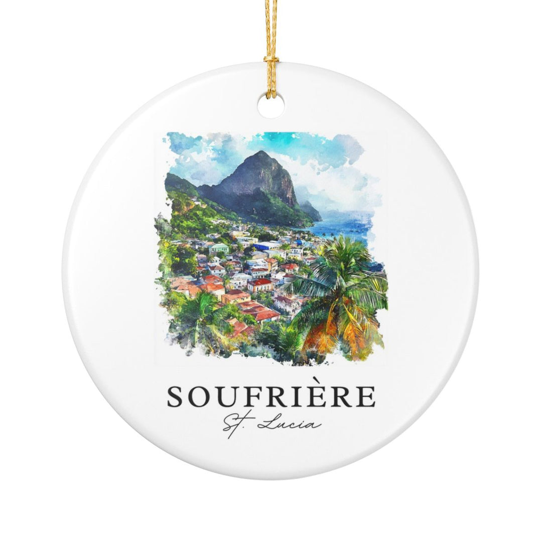 Soufriere Saint Lucia Ornament: Unique Soufriere Saint Lucia Souvenir, Soufriere Saint Lucia Xmas Decor, and Authentic Soufriere Saint Lucia Gift