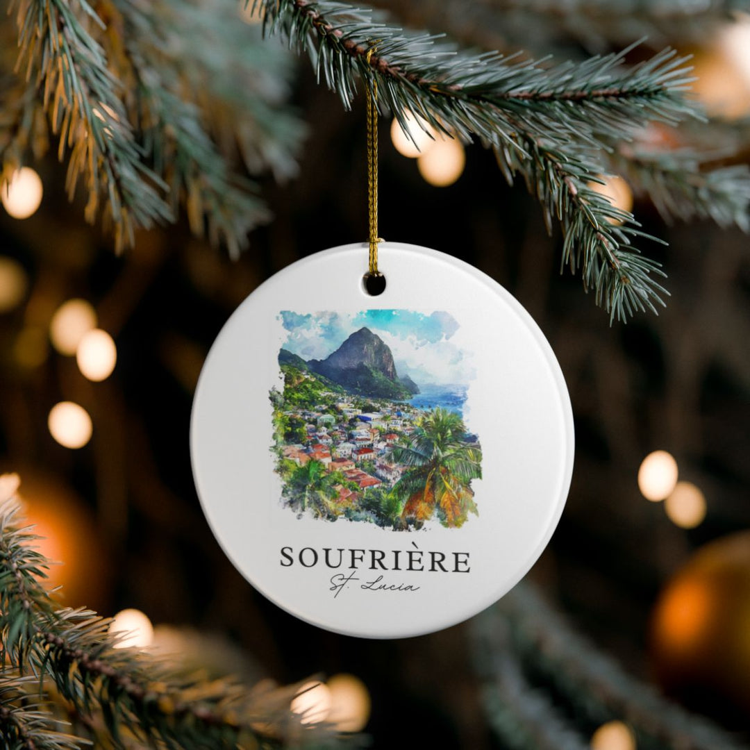 Soufriere Saint Lucia Ornament: Unique Soufriere Saint Lucia Souvenir, Soufriere Saint Lucia Xmas Decor, and Authentic Soufriere Saint Lucia Gift