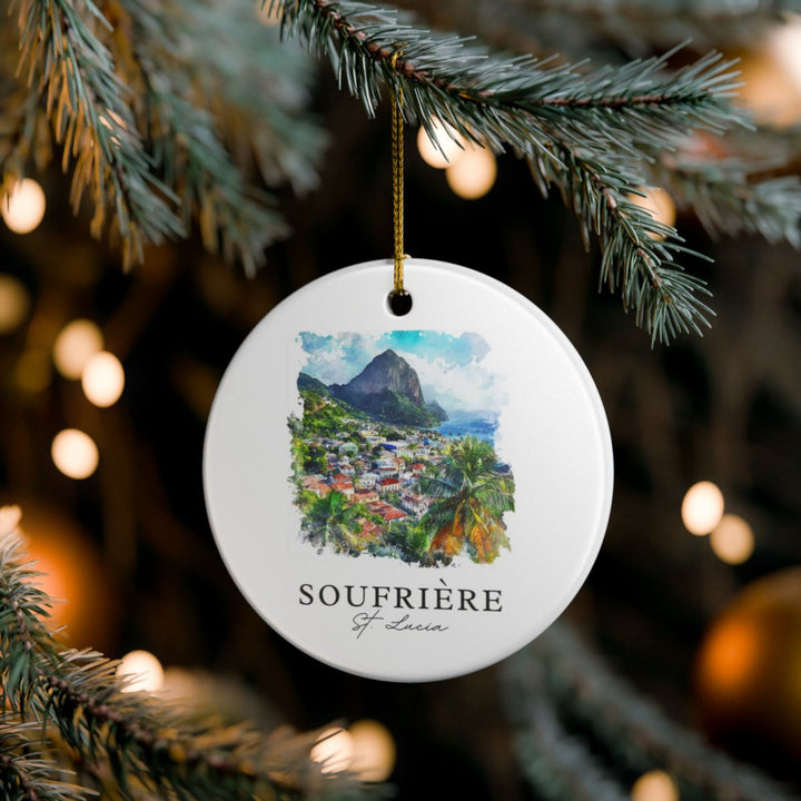 Soufriere Saint Lucia Ornament: Unique Soufriere Saint Lucia Souvenir, Soufriere Saint Lucia Xmas Decor, and Authentic Soufriere Saint Lucia Gift