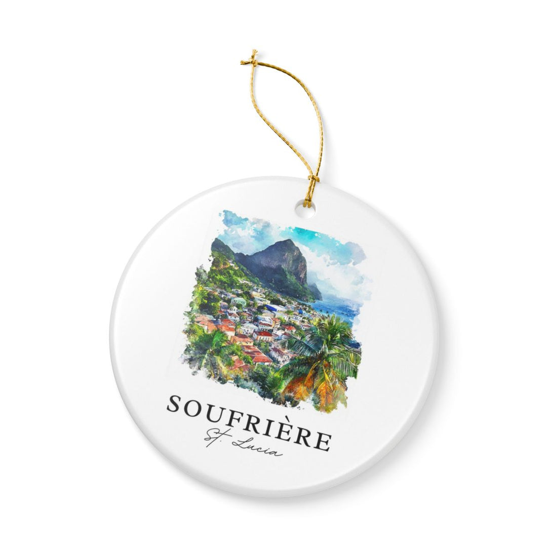 Soufriere Saint Lucia Ornament: Unique Soufriere Saint Lucia Souvenir, Soufriere Saint Lucia Xmas Decor, and Authentic Soufriere Saint Lucia Gift