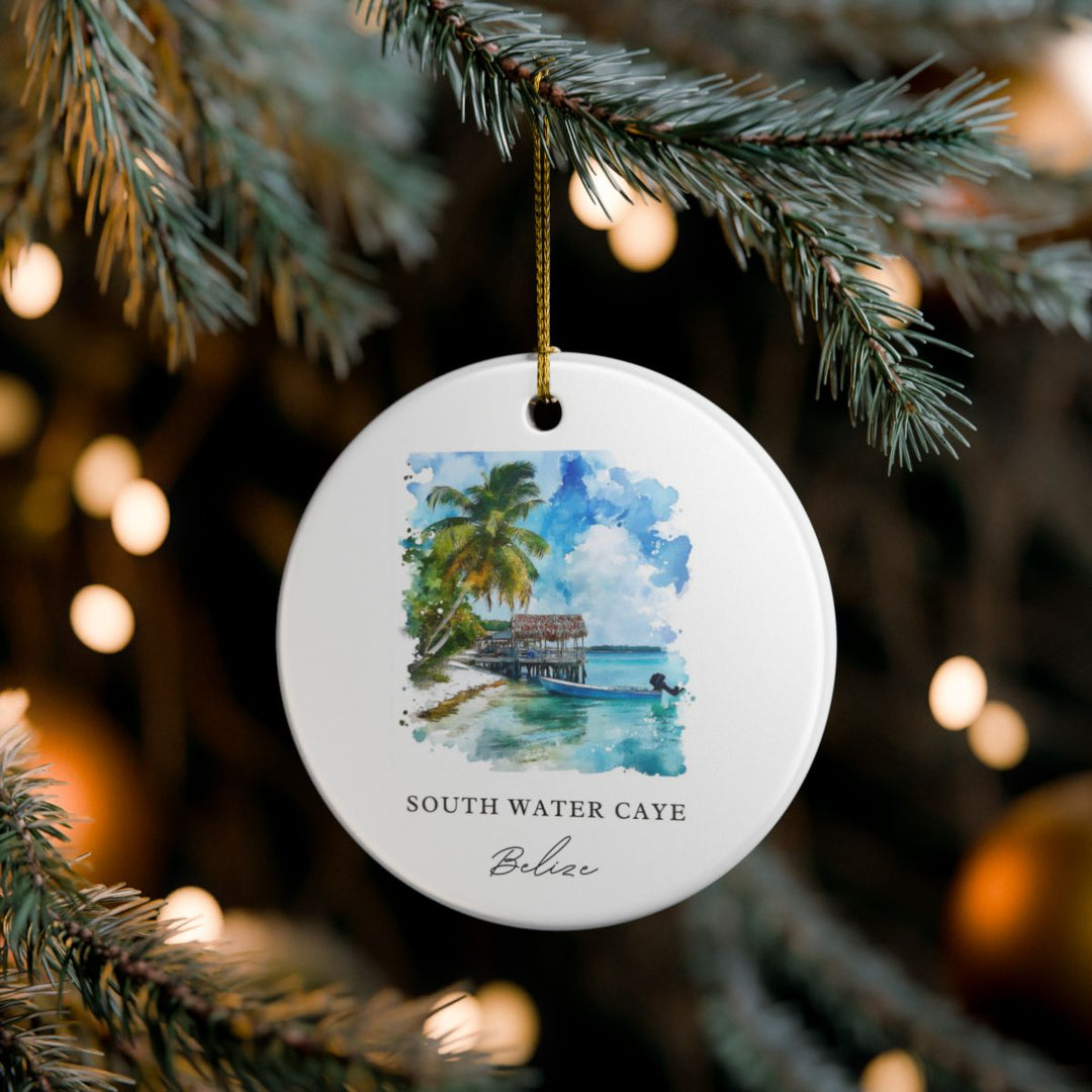 South Water Caye Belize Ornament: Unique South Water Caye Belize Souvenir, South Water Caye Belize Xmas Decor