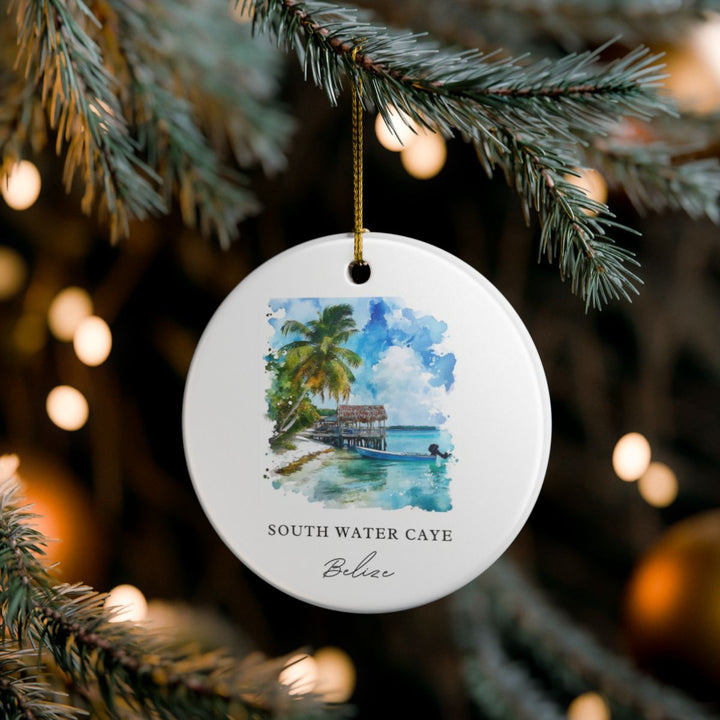 South Water Caye Belize Ornament: Unique South Water Caye Belize Souvenir, South Water Caye Belize Xmas Decor