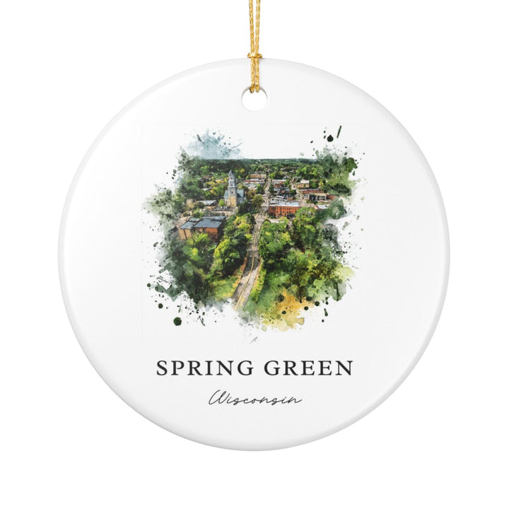 Spring Green Wisconsin Ornament: Unique Spring Green Souvenir, Spring Green Wisconsin Xmas Decor, and Authentic Spring Green Gift