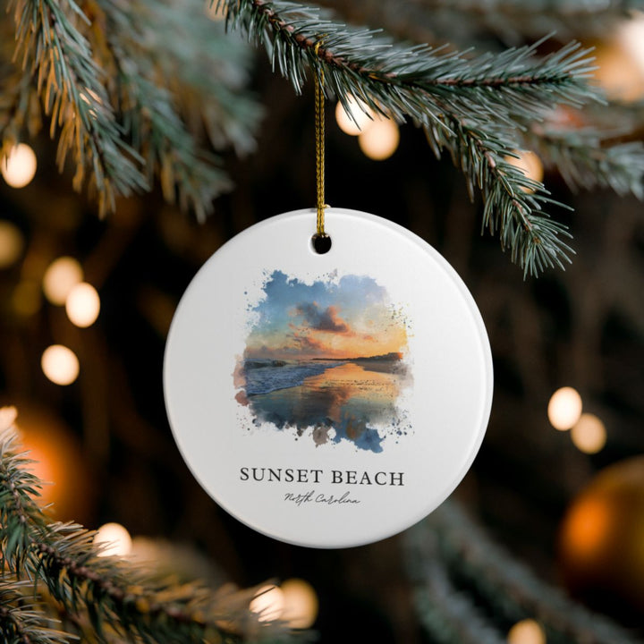 Sunset Beach North Carolina Ornament: Unique Sunset Beach Souvenir, Sunset Beach North Carolina Xmas Decor, and Authentic Sunset Beach Gift