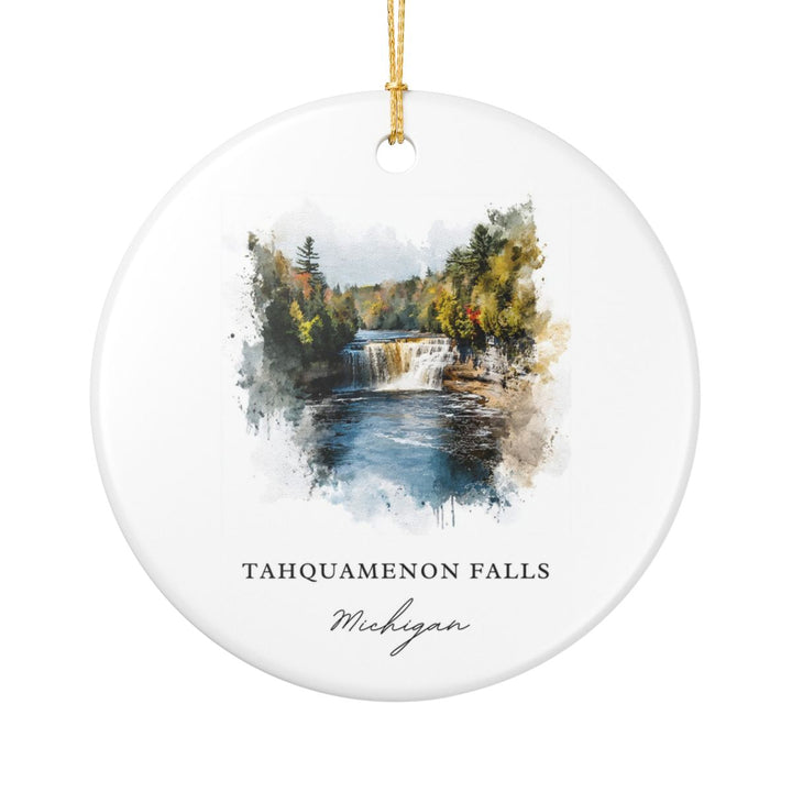 Tahquamenon Falls Michigan USA Ornament: Unique Tahquamenon Falls Souvenir, Tahquamenon Falls Xmas Decor, and Authentic Tahquamenon Falls Gift