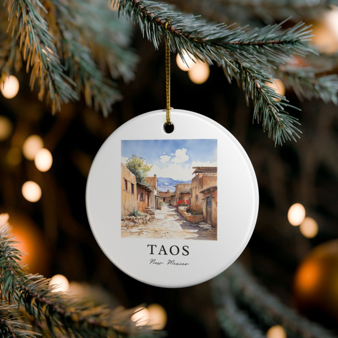 Taos New Mexico USA Ornament: Unique Taos Souvenir, Taos New Mexico Xmas Decor, and Authentic Taos Gift