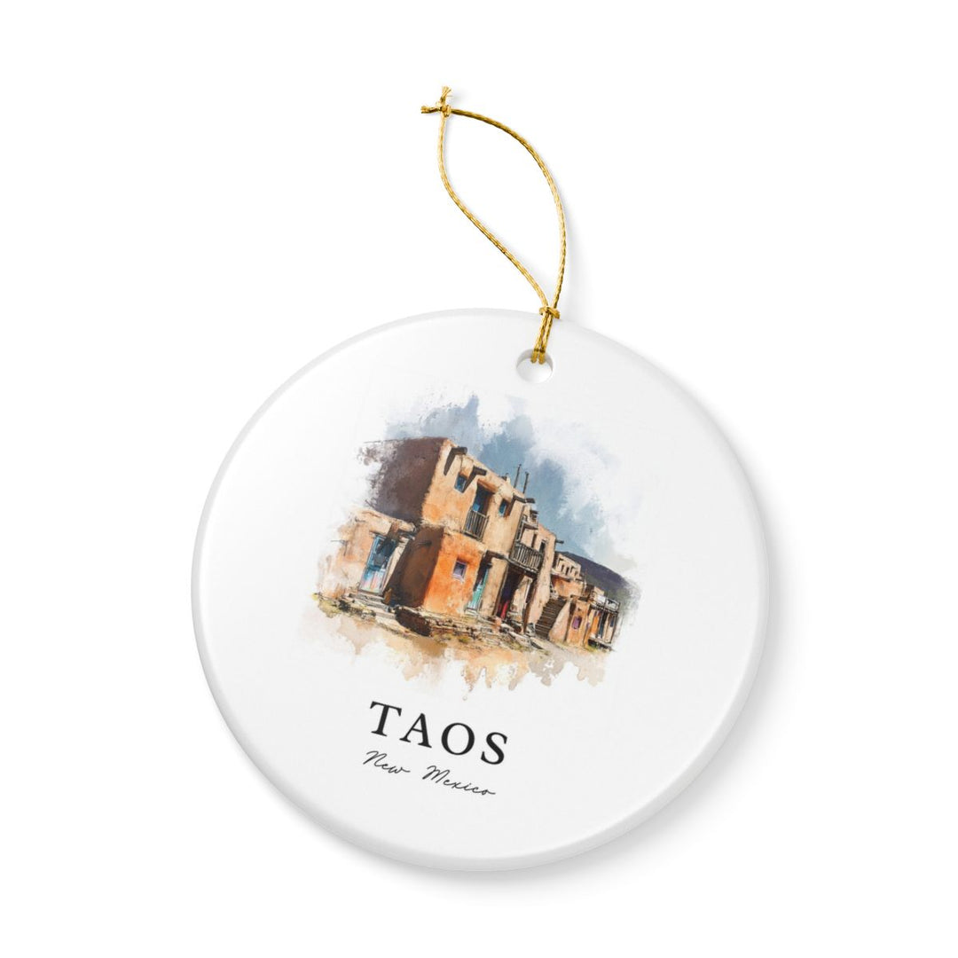 Taos New Mexico USA Ornament: Unique Taos Souvenir, Taos New Mexico Xmas Decor, and Authentic Taos Gift
