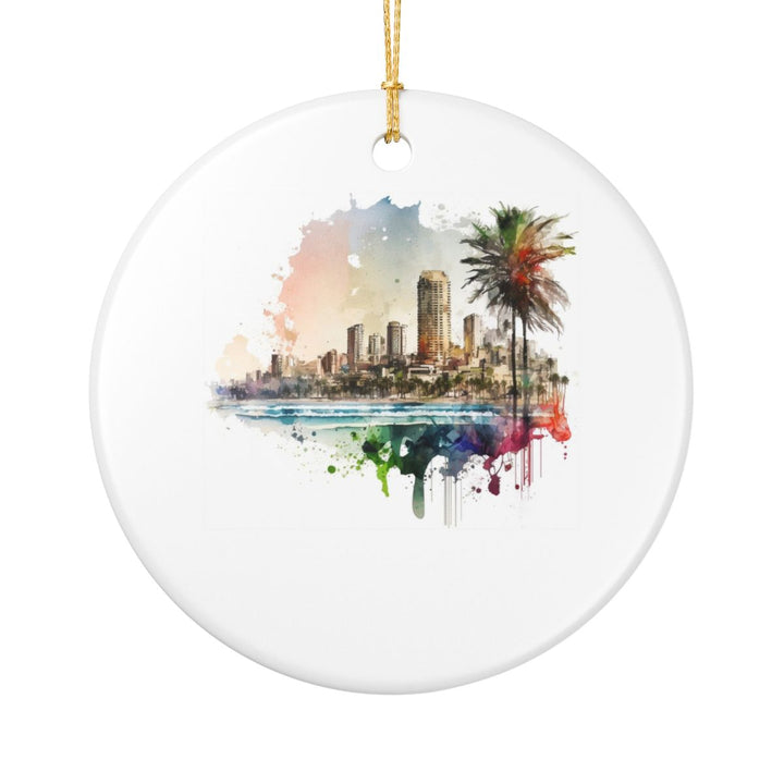Tel Aviv Israel Ornament: Unique Tel Aviv Souvenir, Tel Aviv Israel Xmas Decor, and Authentic Tel Aviv Gift