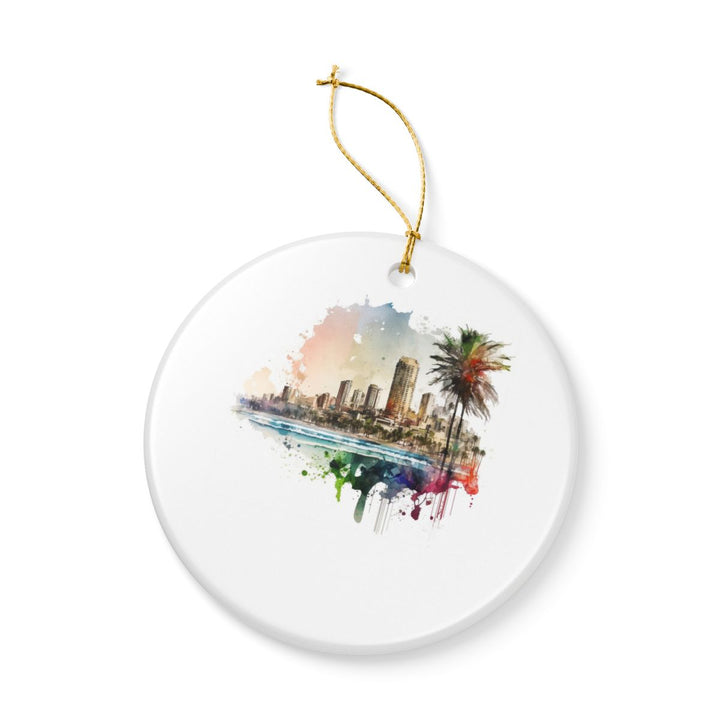 Tel Aviv Israel Ornament: Unique Tel Aviv Souvenir, Tel Aviv Israel Xmas Decor, and Authentic Tel Aviv Gift