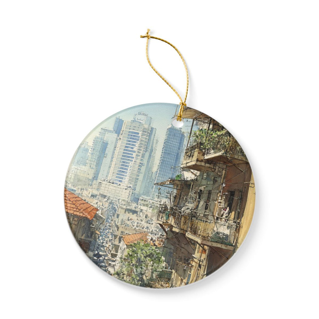 Tel Aviv Israel Ornament: Unique Tel Aviv Souvenir, Tel Aviv Israel Xmas Decor, and Authentic Tel Aviv Gift