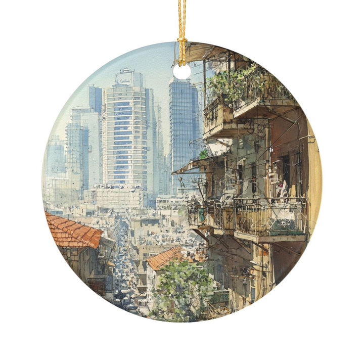 Tel Aviv Israel Ornament: Unique Tel Aviv Souvenir, Tel Aviv Israel Xmas Decor, and Authentic Tel Aviv Gift