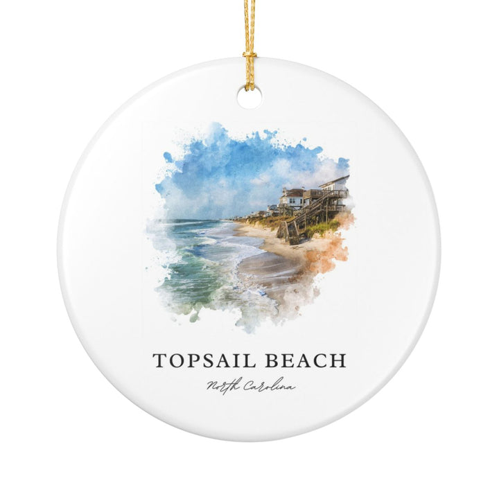 Topsail Beach North Carolina Ornament: Unique Topsail Beach Souvenir, Topsail Beach North Carolina Xmas Decor, and Authentic Topsail Beach Gift