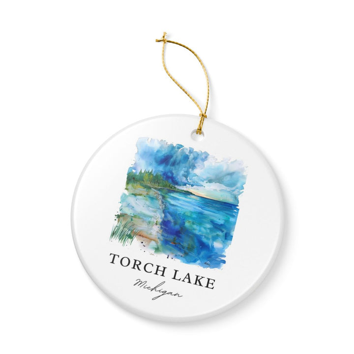 Torch Lake Michigan USA Ornament: Unique Torch Lake Souvenir, Torch Lake Michigan Xmas Decor, and Authentic Torch Lake Gift