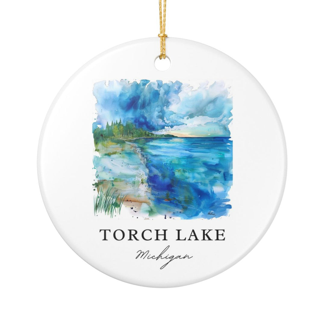 Torch Lake Michigan USA Ornament: Unique Torch Lake Souvenir, Torch Lake Michigan Xmas Decor, and Authentic Torch Lake Gift