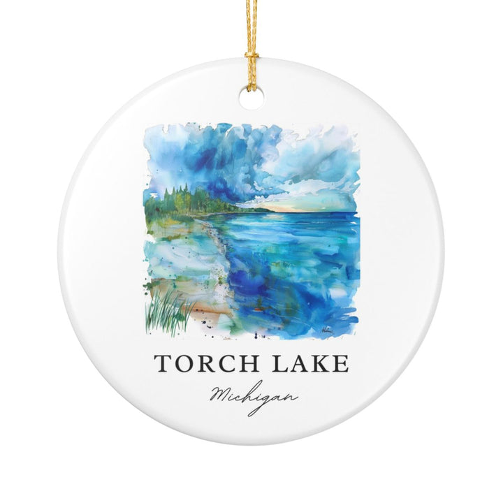 Torch Lake Michigan USA Ornament: Unique Torch Lake Souvenir, Torch Lake Michigan Xmas Decor, and Authentic Torch Lake Gift