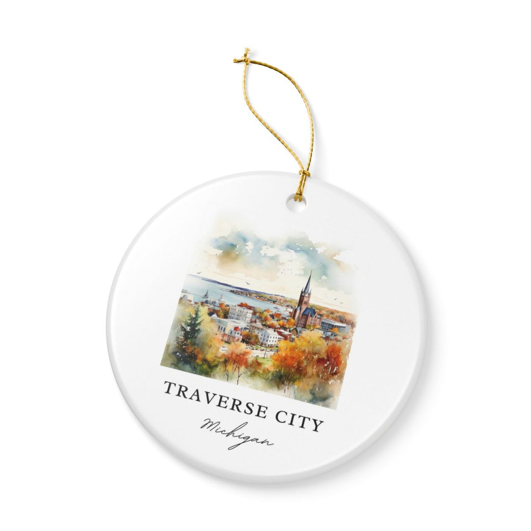 Traverse City MI Ornament: Unique Traverse City Souvenir, Traverse City Michigan Xmas Decor, and Authentic Traverse City Gift