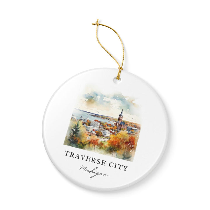 Traverse City MI Ornament: Unique Traverse City Souvenir, Traverse City Michigan Xmas Decor, and Authentic Traverse City Gift