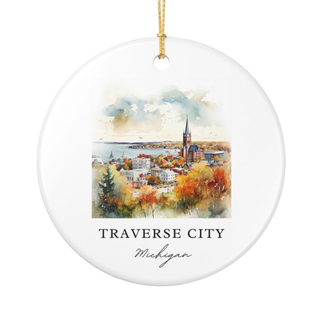 Traverse City MI Ornament: Unique Traverse City Souvenir, Traverse City Michigan Xmas Decor, and Authentic Traverse City Gift