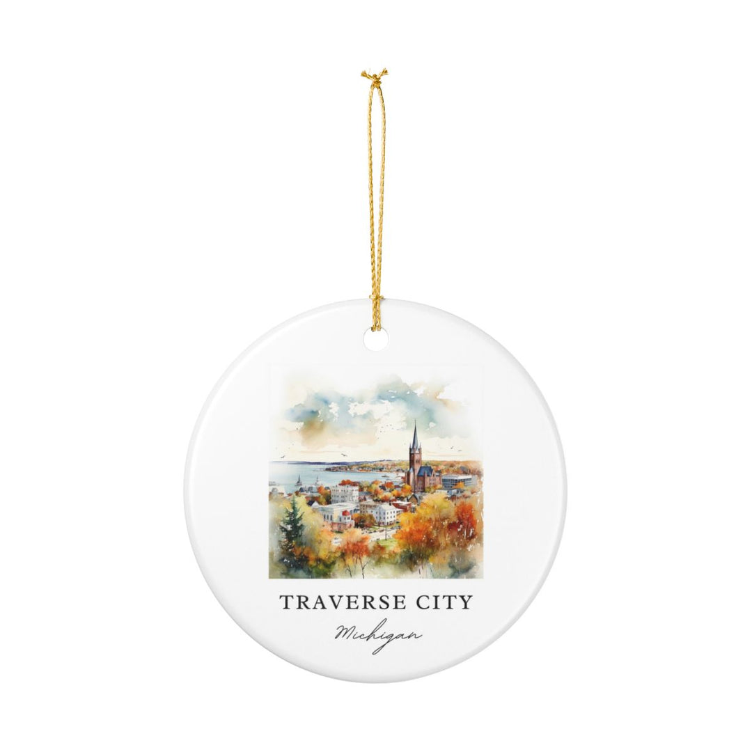 Traverse City MI Ornament: Unique Traverse City Souvenir, Traverse City Michigan Xmas Decor, and Authentic Traverse City Gift