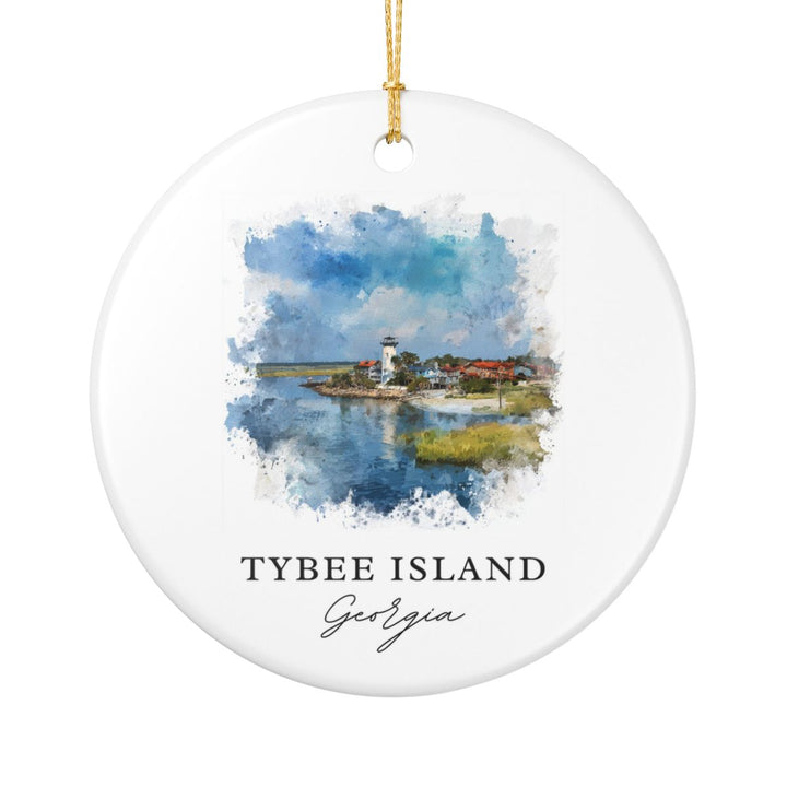 Tybee Island Georgia Ornament: Unique Tybee Island Souvenir, Tybee Island Georgia Xmas Decor, and Authentic Tybee Island Gift