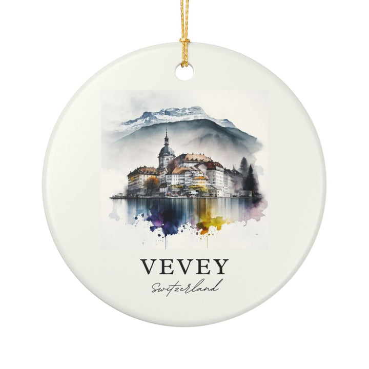 Vevey Switzerland Ornament: Unique Vevey Souvenir, Vevey Switzerland Xmas Decor, and Authentic Vevey Gift