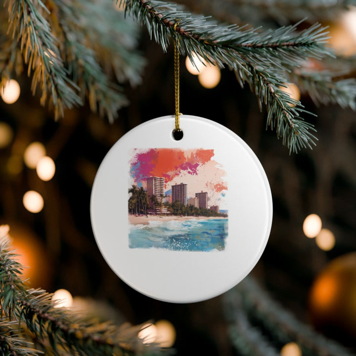 Waikiki Hawaii Ornament: Unique Waikiki Souvenir, Waikiki Hawaii Xmas Decor, and Authentic Waikiki Gift