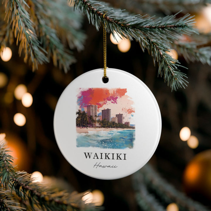 Waikiki Hawaii Ornament | Christmas Travel Souvenir Gift