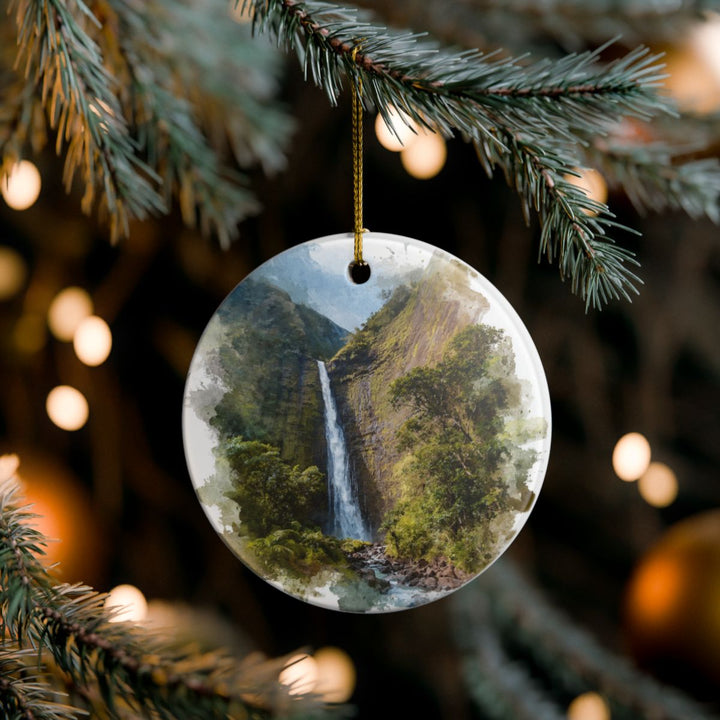 Waimoku Falls Hawaii Ornament: Unique Waimoku Falls Souvenir, Waimoku Falls Hawaii Xmas Decor, and Authentic Waimoku Falls Gift