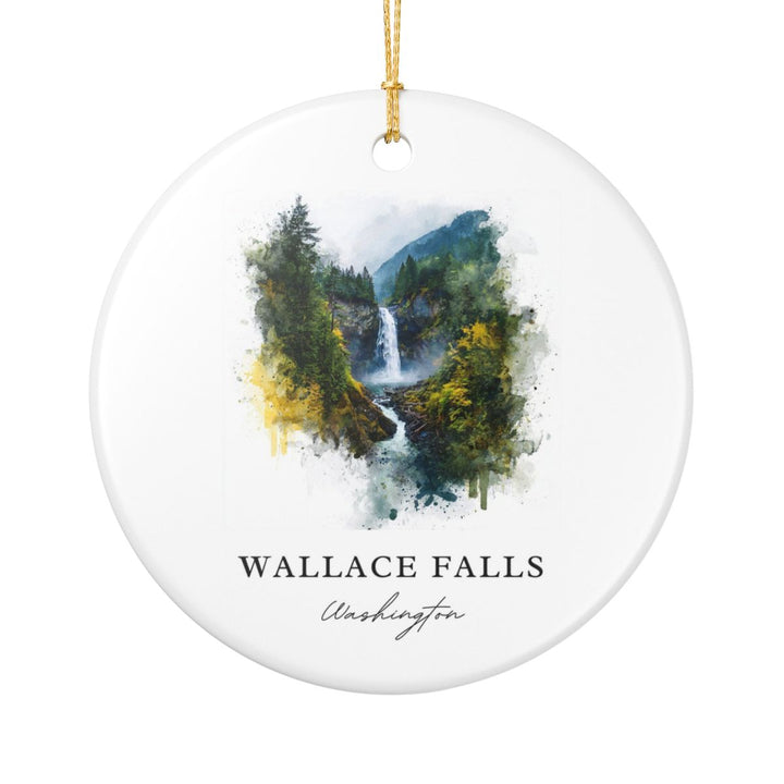 Wallace Falls Washington USA Ornament: Unique Wallace Falls Souvenir, Wallace Falls Washington Xmas Decor, and Authentic Wallace Falls Gift