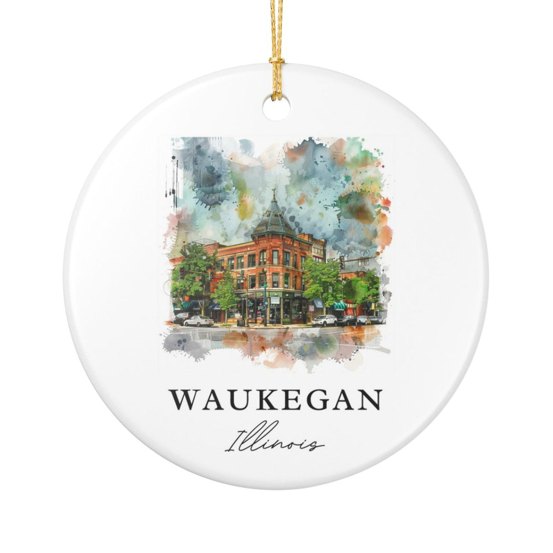 Waukegan Illinois USA Ornament: Unique Waukegan Souvenir, Waukegan Illinois Xmas Decor, and Authentic Waukegan Gift