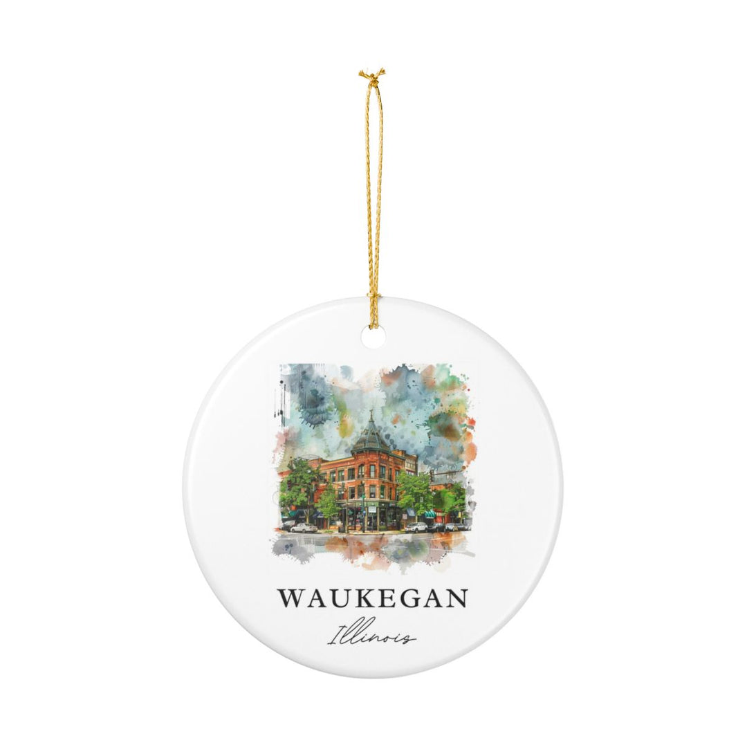 Waukegan Illinois USA Ornament: Unique Waukegan Souvenir, Waukegan Illinois Xmas Decor, and Authentic Waukegan Gift