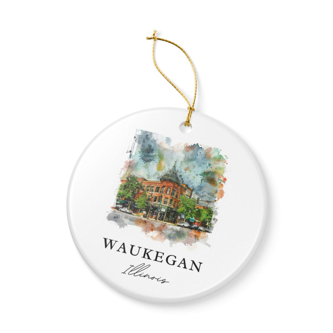 Waukegan Illinois USA Ornament: Unique Waukegan Souvenir, Waukegan Illinois Xmas Decor, and Authentic Waukegan Gift