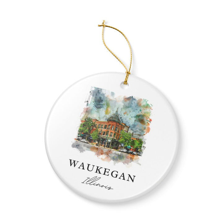 Waukegan Illinois USA Ornament: Unique Waukegan Souvenir, Waukegan Illinois Xmas Decor, and Authentic Waukegan Gift