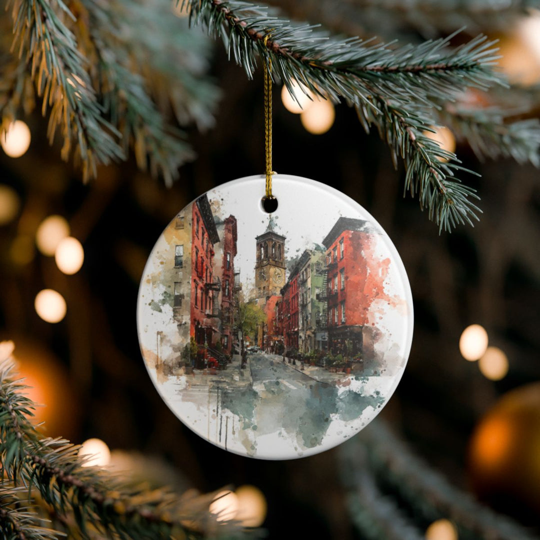 West Village Manhattan NY Ornament: Unique West Village Manhattan Souvenir, West Village Manhattan New York Xmas Decor