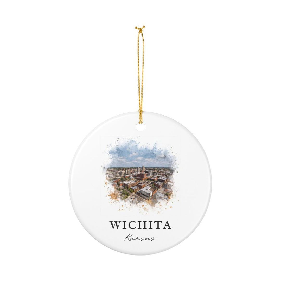 Wichita KS Ornament: Unique Wichita Souvenir, Wichita Kansas Xmas Decor, and Authentic Wichita Gift