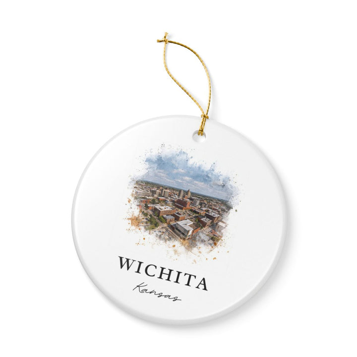 Wichita KS Ornament: Unique Wichita Souvenir, Wichita Kansas Xmas Decor, and Authentic Wichita Gift