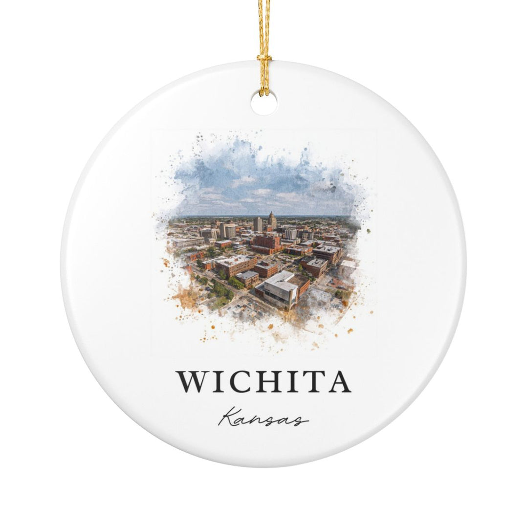 Wichita KS Ornament: Unique Wichita Souvenir, Wichita Kansas Xmas Decor, and Authentic Wichita Gift