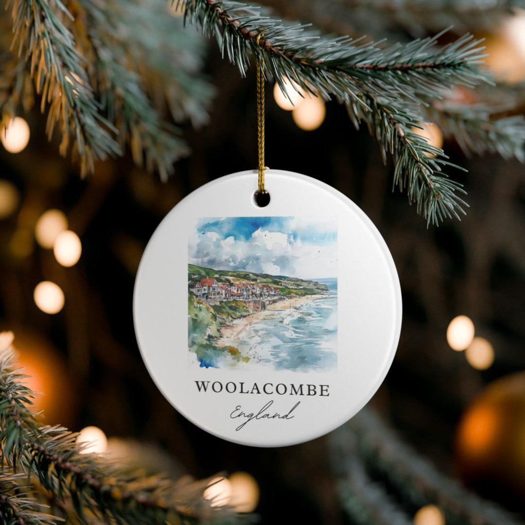 Woolacombe England Ornament: Unique Woolacombe Souvenir, Woolacombe England Xmas Decor, and Authentic Woolacombe Gift