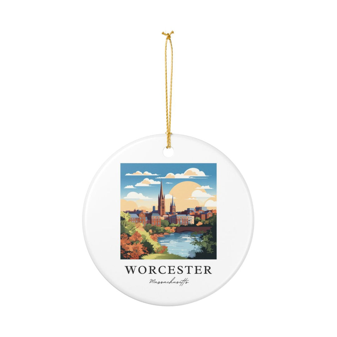 Worcester Massachusetts Ornament: Unique Worcester Souvenir, Worcester Massachusetts Xmas Decor, and Authentic Worcester Gift