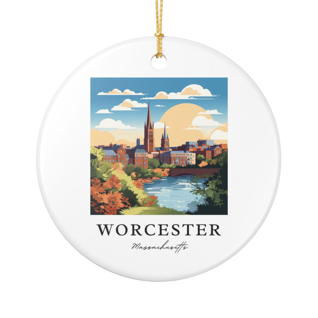 Worcester Massachusetts Ornament: Unique Worcester Souvenir, Worcester Massachusetts Xmas Decor, and Authentic Worcester Gift