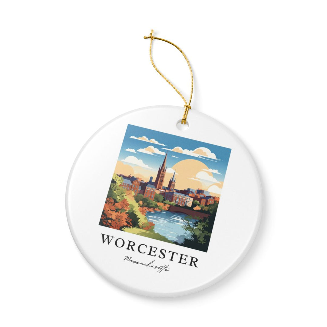 Worcester Massachusetts Ornament: Unique Worcester Souvenir, Worcester Massachusetts Xmas Decor, and Authentic Worcester Gift