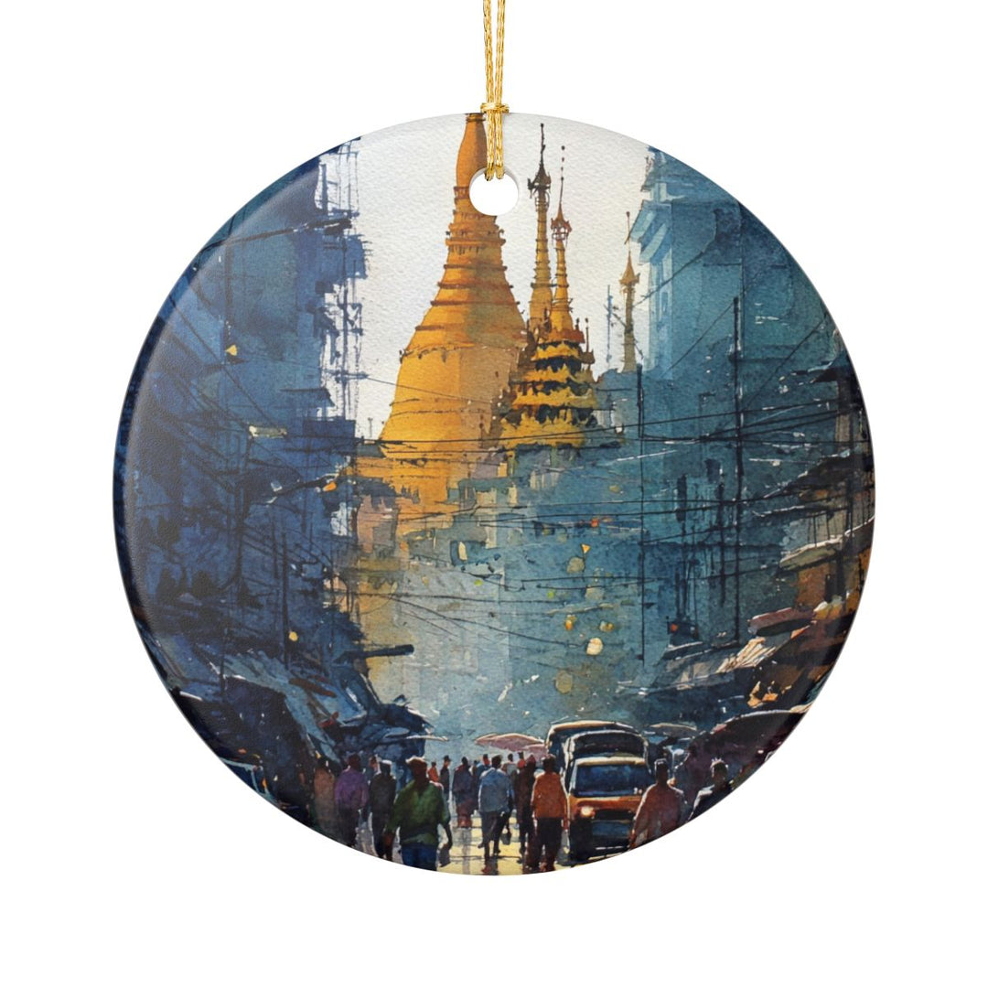 Yangon Myanmar Ornament: Unique Yangon Myanmar Souvenir, Yangon Myanmar Xmas Decor, and Authentic Yangon Myanmar Gift