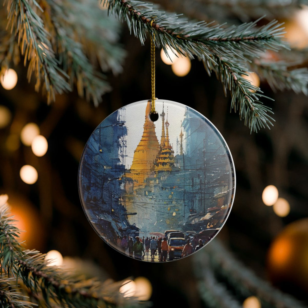 Yangon Myanmar Ornament: Unique Yangon Myanmar Souvenir, Yangon Myanmar Xmas Decor, and Authentic Yangon Myanmar Gift