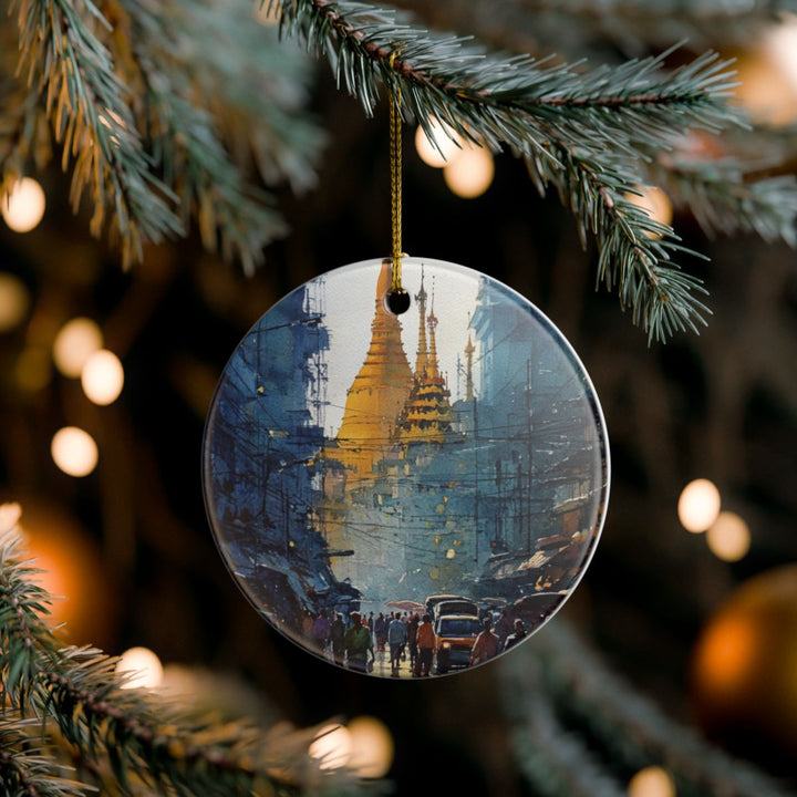 Yangon Myanmar Ornament: Unique Yangon Myanmar Souvenir, Yangon Myanmar Xmas Decor, and Authentic Yangon Myanmar Gift