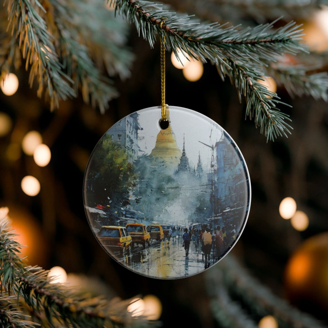 Yangon Myanmar Ornament: Unique Yangon Myanmar Souvenir, Yangon Myanmar Xmas Decor, and Authentic Yangon Myanmar Gift